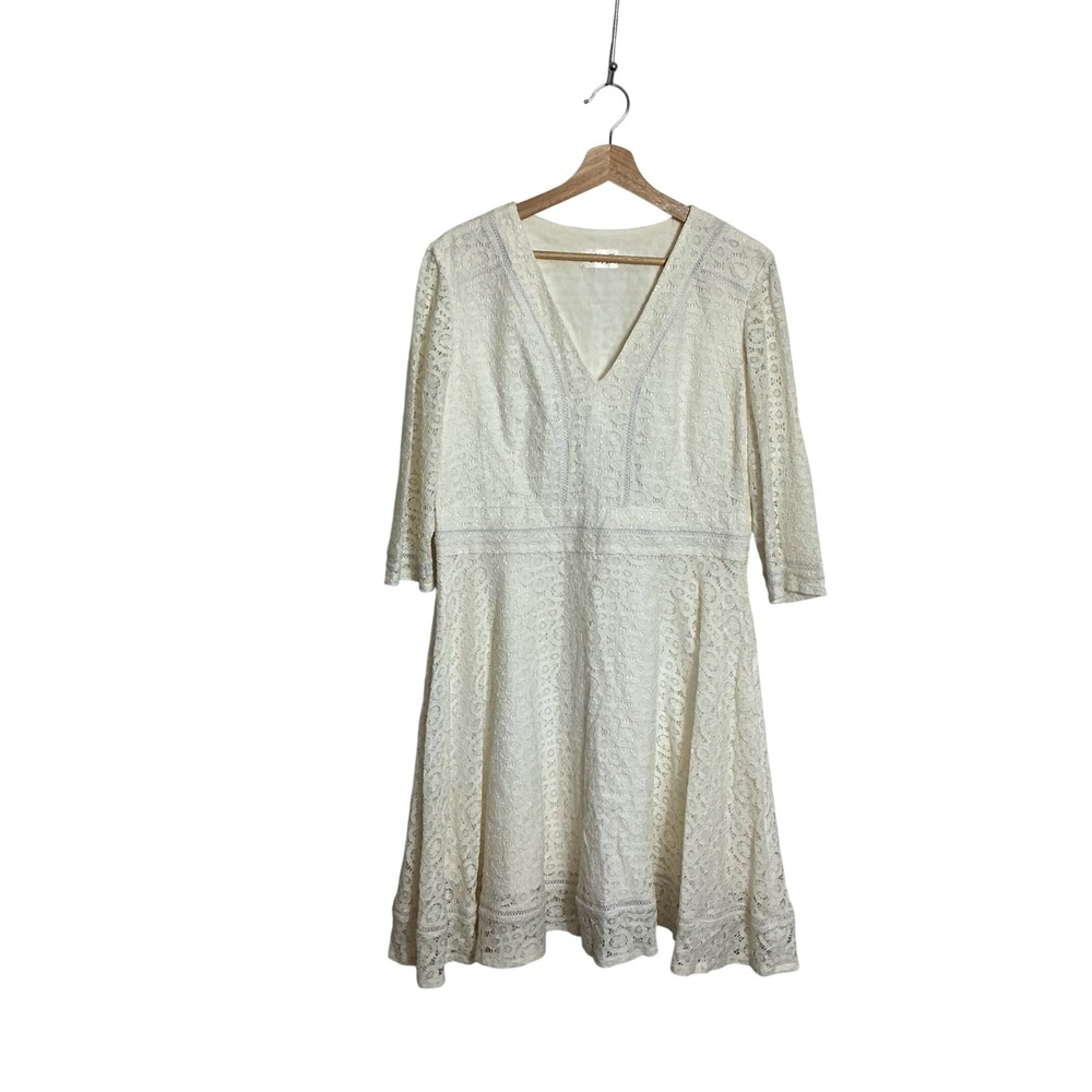 Eliza J Size 14 White Delicate Lace Dress Minimalist